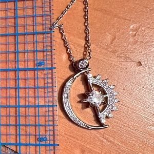 Sparkly moon and star pendent necklace
